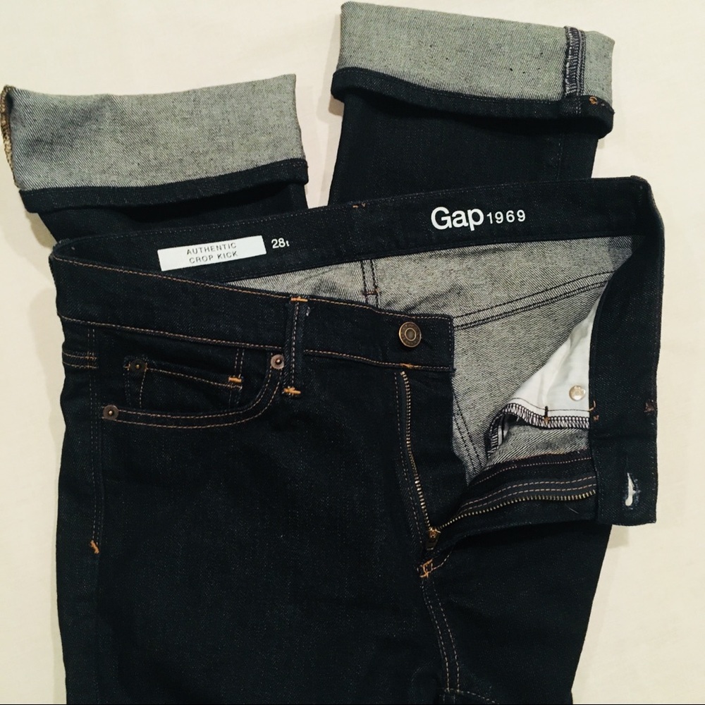 GAP 1969 Authentic Crop Kick Dark Indigo 28t